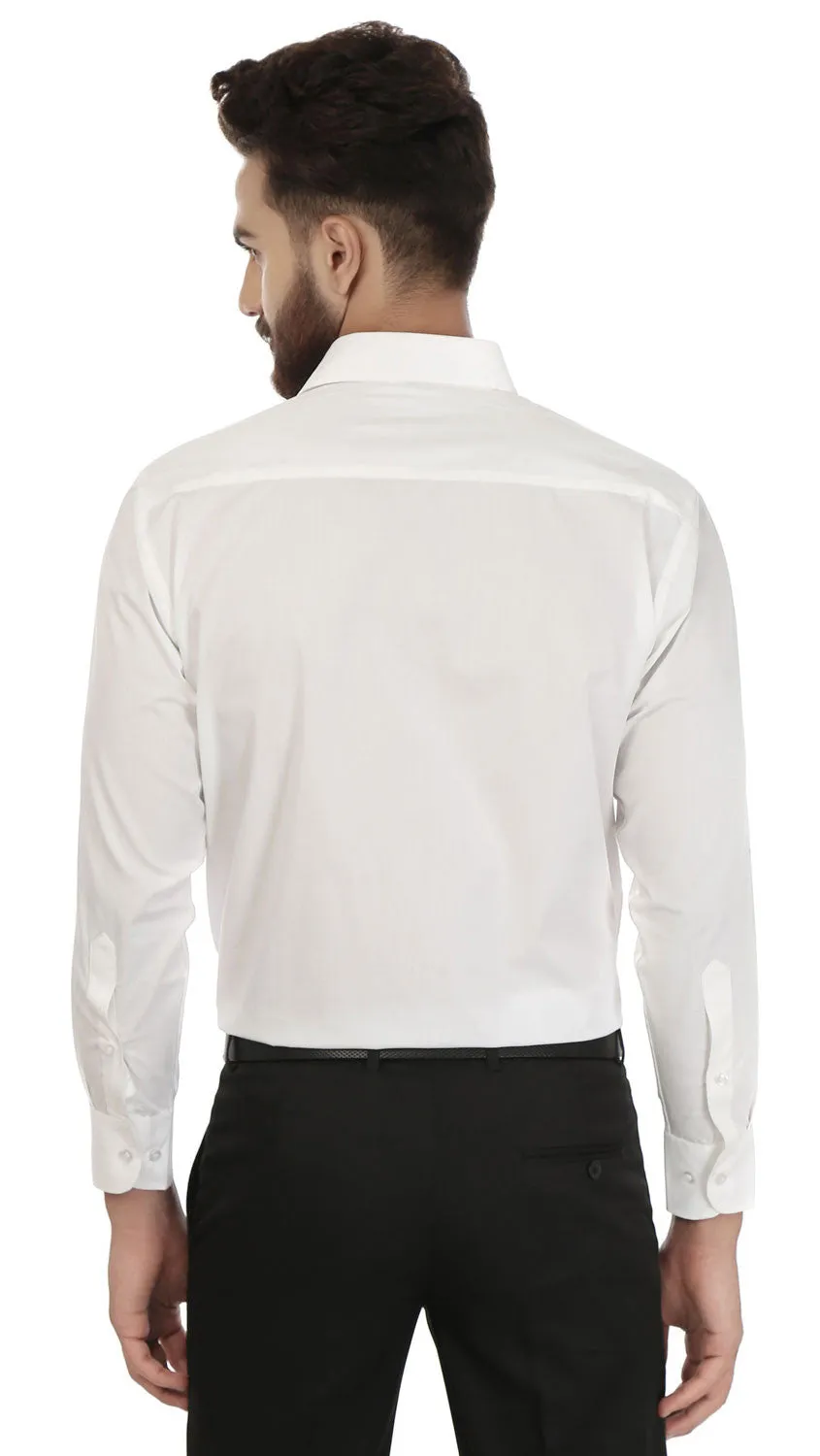 Cotton Men's Long Sleeve Button Down Dress Shirt (White)