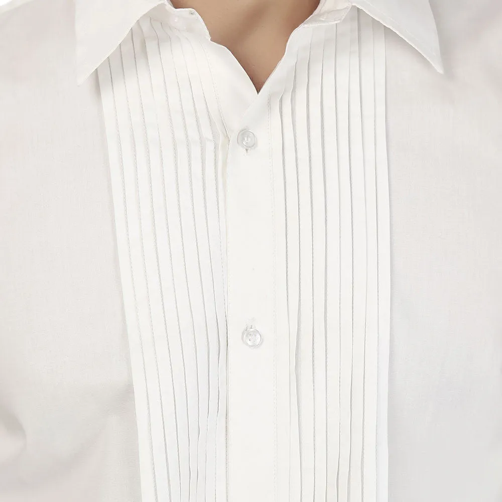 Cotton Men's Long Sleeve Button Down Dress Shirt (White)