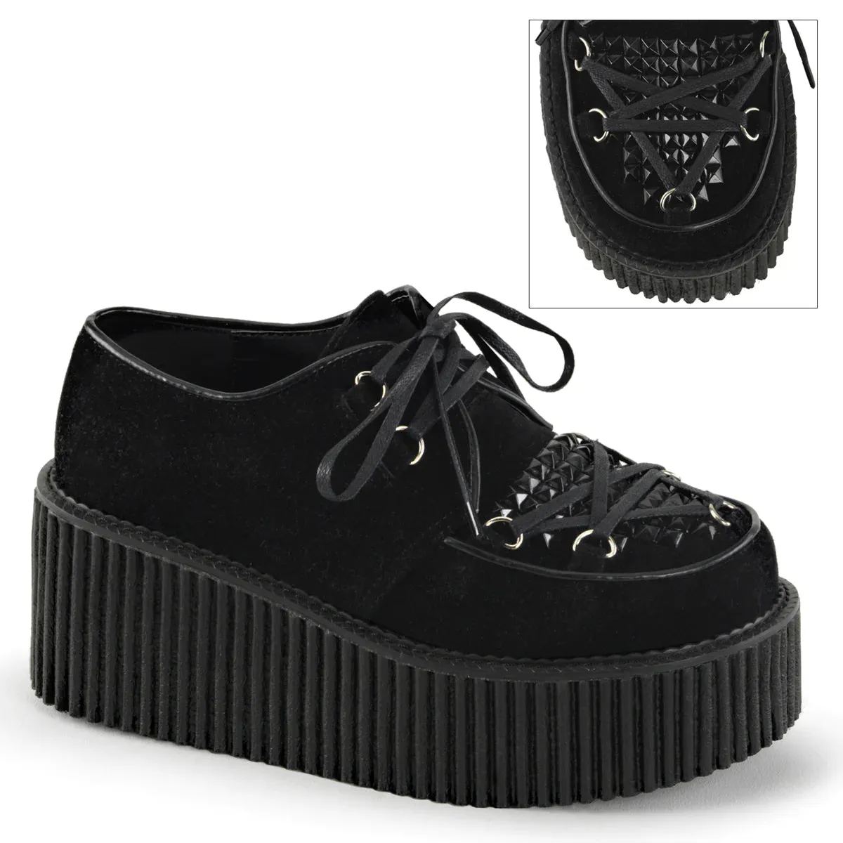 Creeper-216 Blk Suede w/pyramid