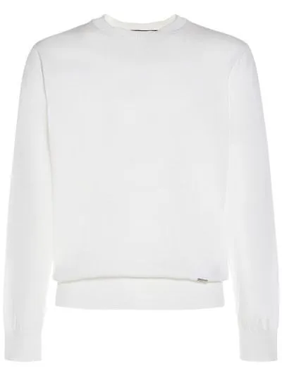 D SQUARED2  |Crew Neck Pullovers Fine Gauge Long Sleeves Plain Cotton