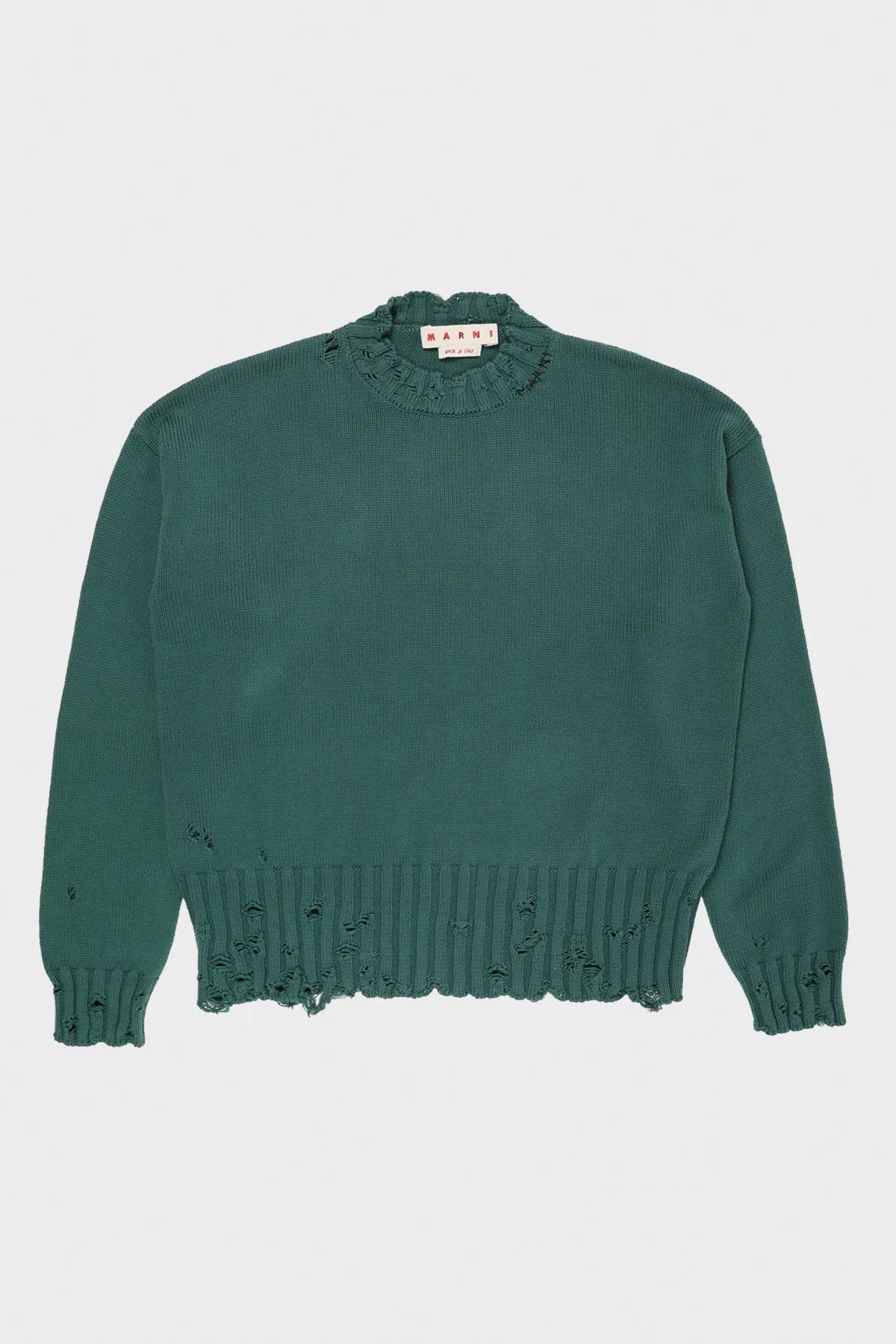 Dishevelled Cotton Sweater - Green