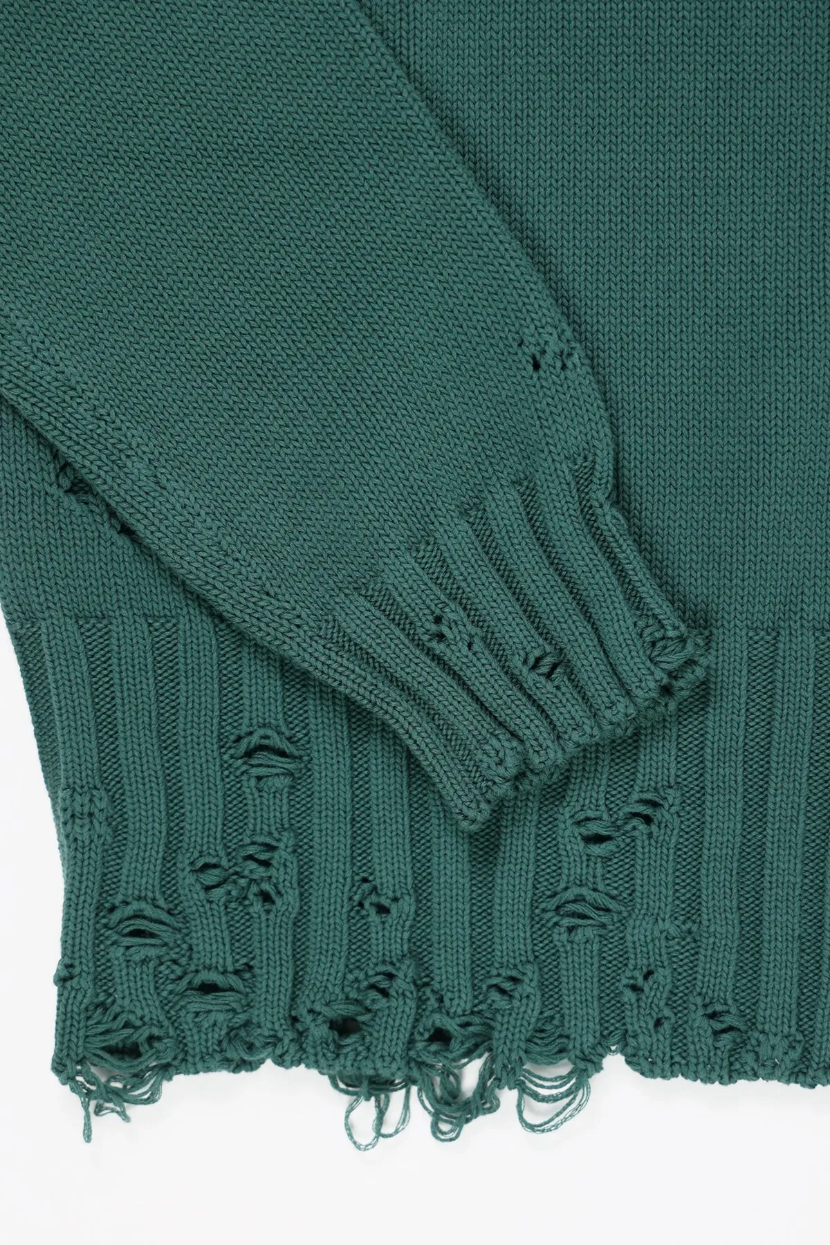 Dishevelled Cotton Sweater - Green