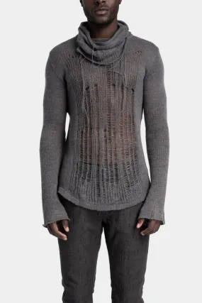 Distressed knit sweater, Grey