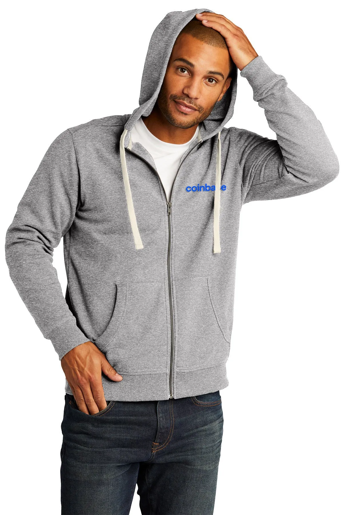 District Full-Zip Hoodie, Light Heather Grey [Coinbase]