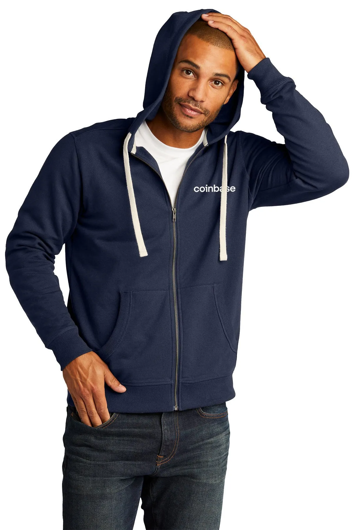 District Full-Zip Hoodie, True Navy [Coinbase]