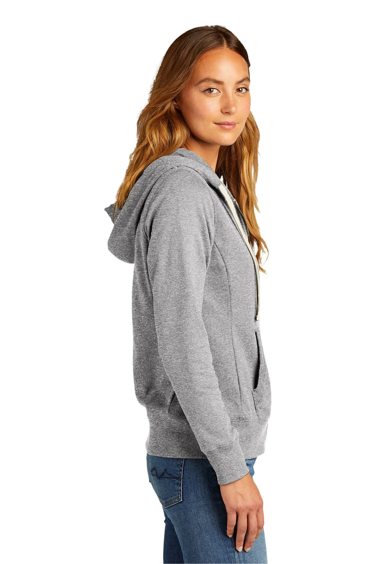 District Women's Full-Zip Hoodie, Light Heather Grey [Coinbase]