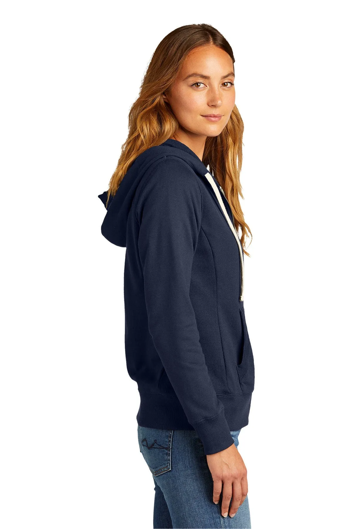 District Women's Full-Zip Hoodie, True Navy [Coinbase]