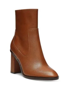 DONALD PLINER Womens Brown Logo Hardware Goring Padded Maymi Round Toe Block Heel Zip-Up Leather Heeled Boots M