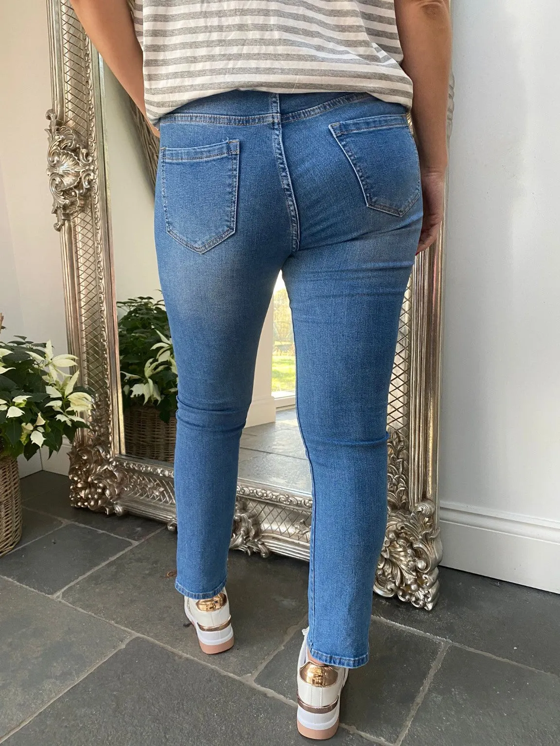 Drawstring Straight Leg Jeans