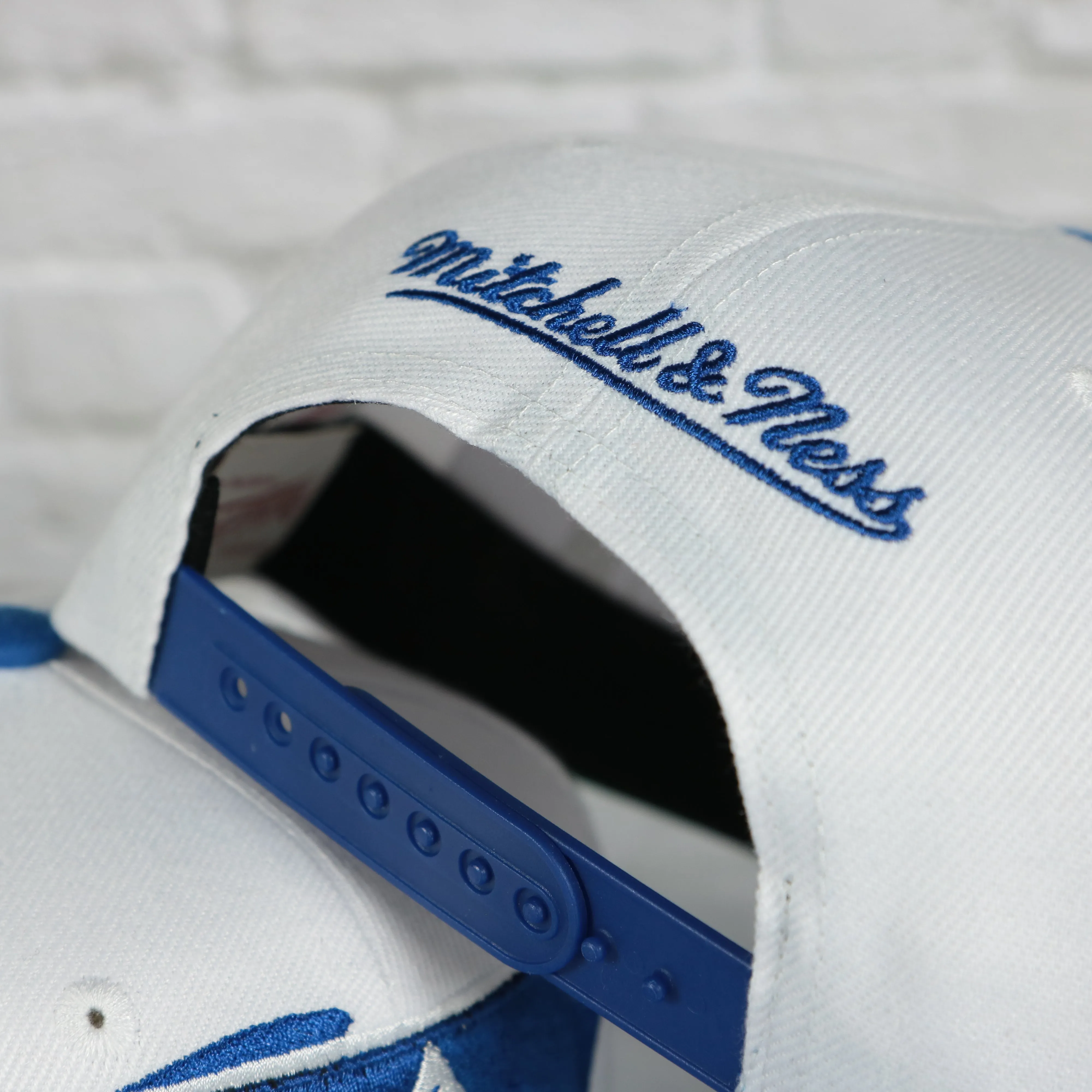 Duke University Blue Devils Vintage Retro Sharktooth Mitchell and Ness Snapback Hat | Blue/White