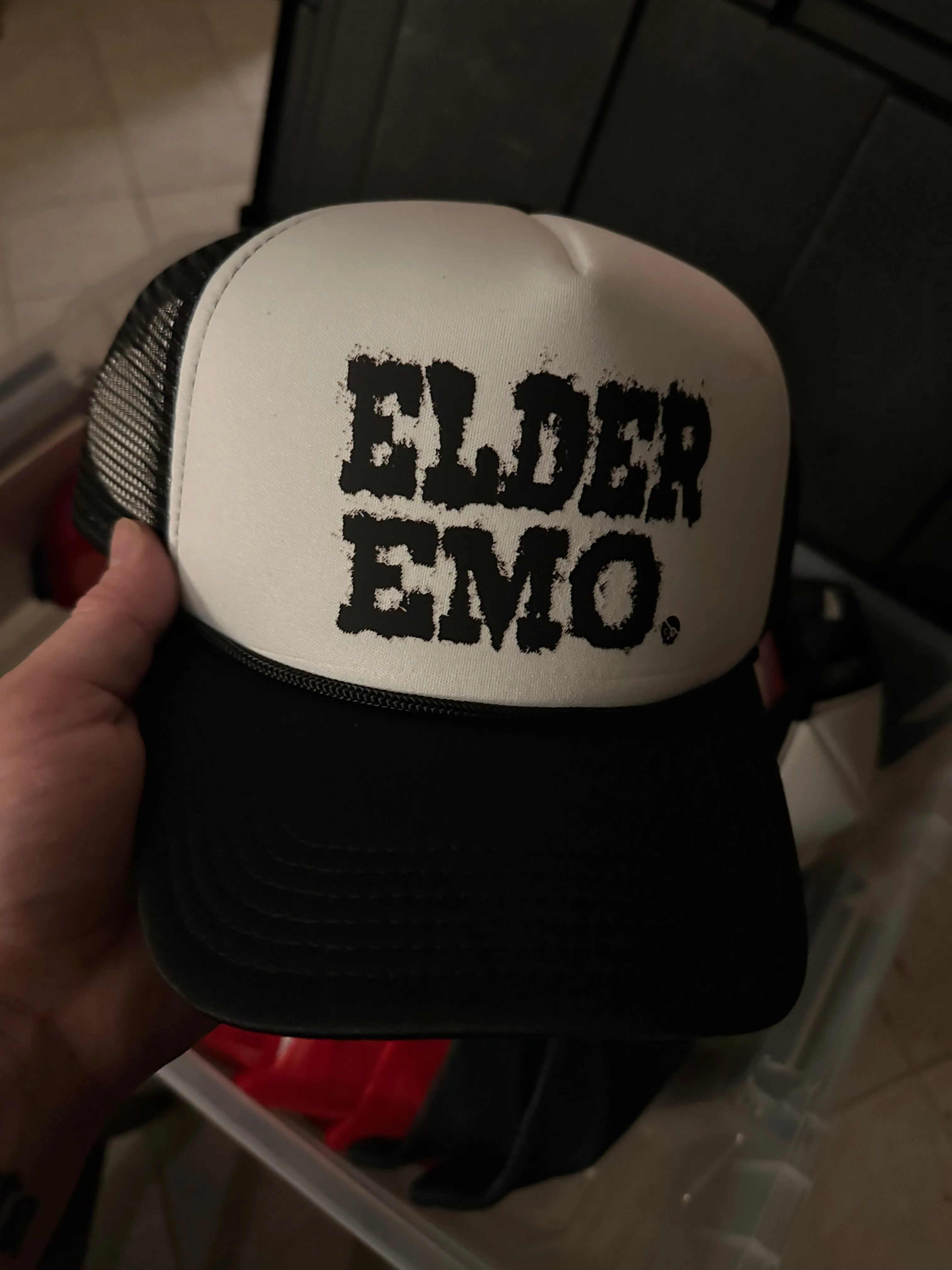 Elder Emo Trucker Hat White/Black