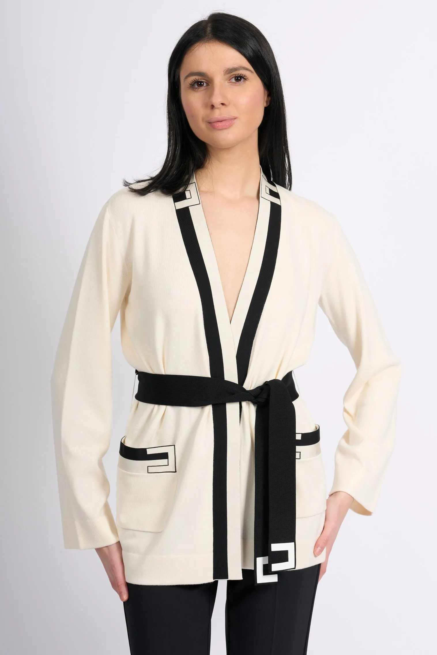 Elisabetta Franchi Cardigan Kimono Burro Donna