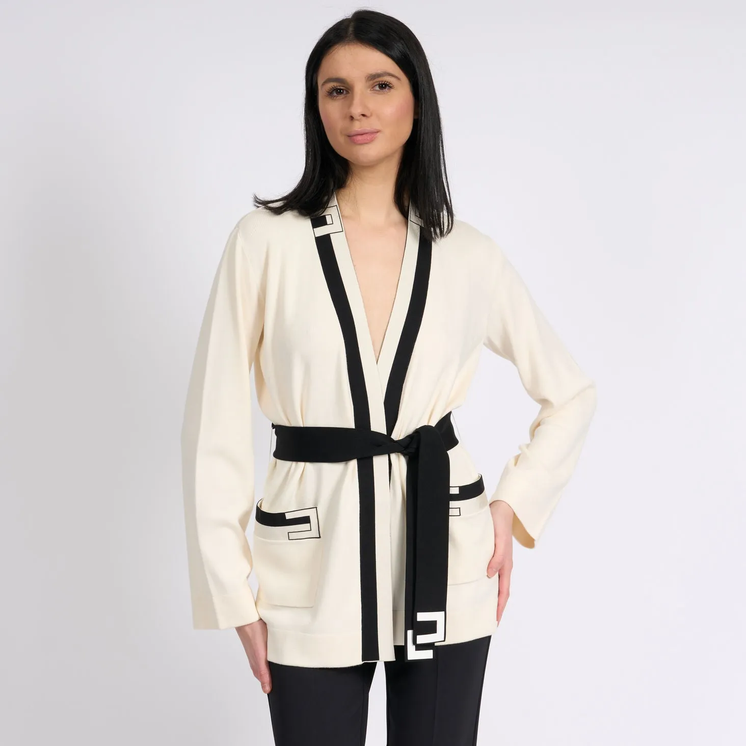 Elisabetta Franchi Cardigan Kimono Burro Donna