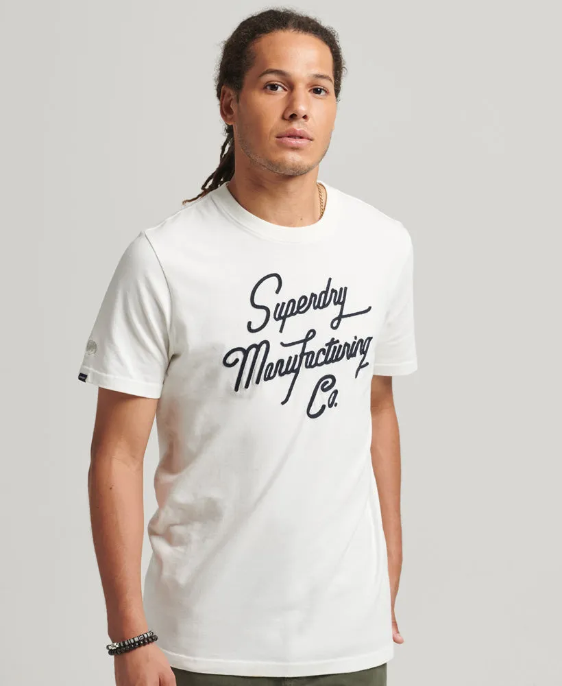 Embroidered Script Logo T Shirt | Ecru