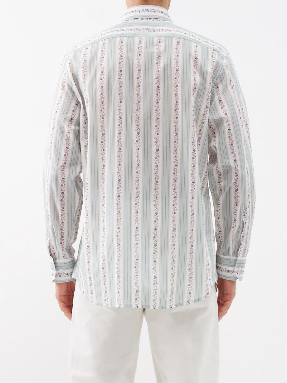 ETRO  |Flower Patterns Long Sleeves Cotton Luxury Shirts