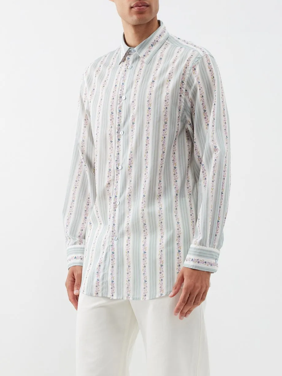 ETRO  |Flower Patterns Long Sleeves Cotton Luxury Shirts