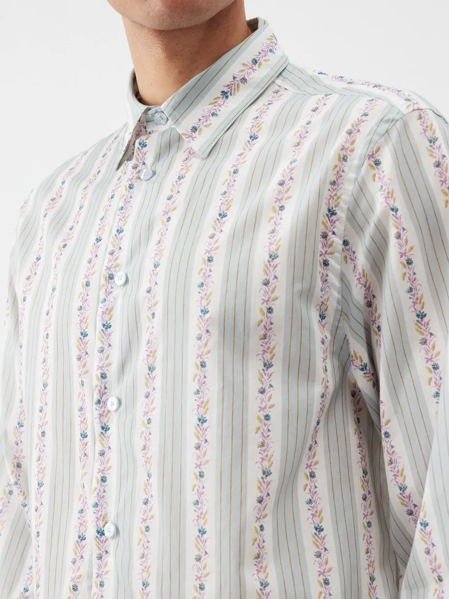 ETRO  |Flower Patterns Long Sleeves Cotton Luxury Shirts