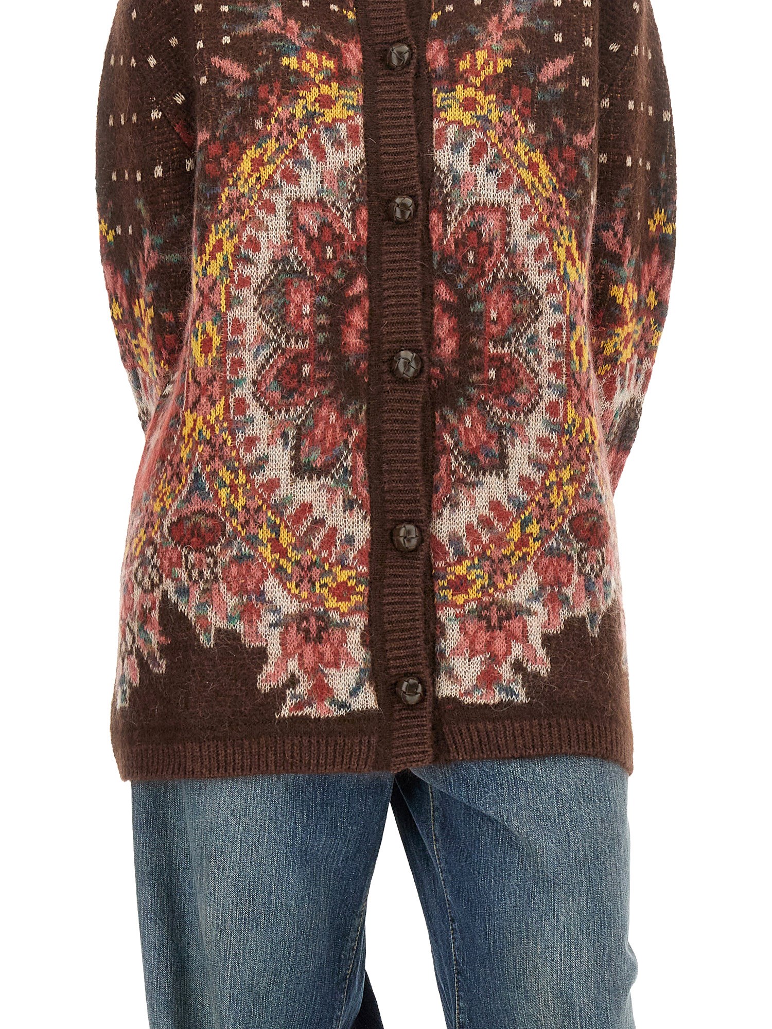 ETRO    MOHAIR WOOL CARDIGAN WITH LOGO