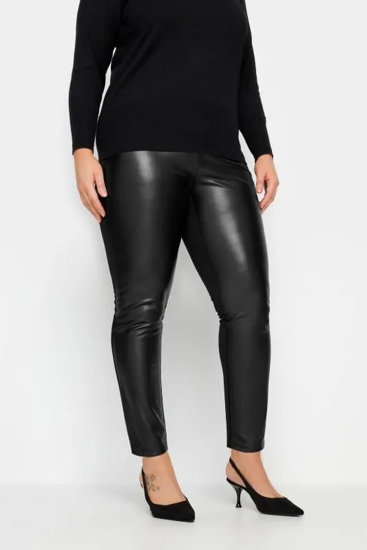 Evans Black Leather Look Leggings