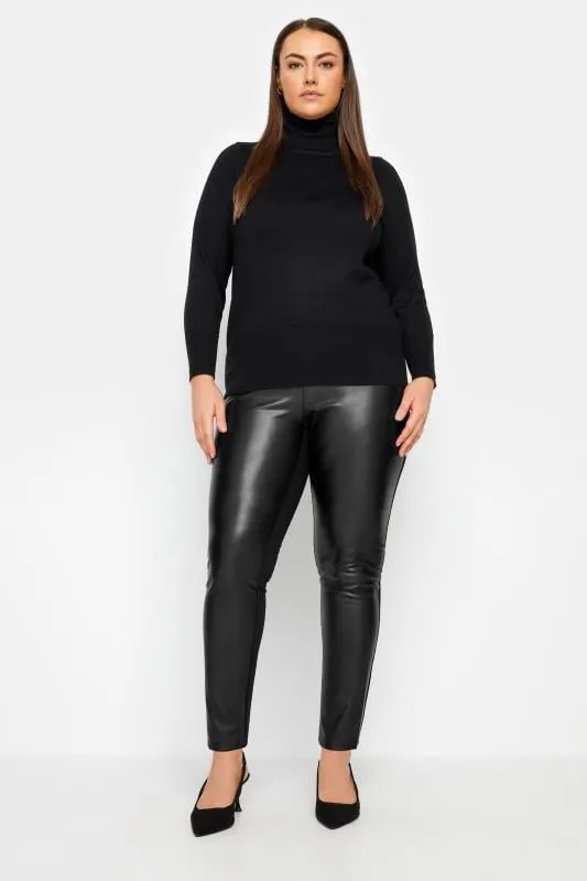 Evans Black Leather Look Leggings