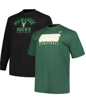 Fanatics Men's NBA Fanatics Hunter Milwaukee Bucks Big & Tall Short Sleeve & Long Sleeve T-Shirt Set