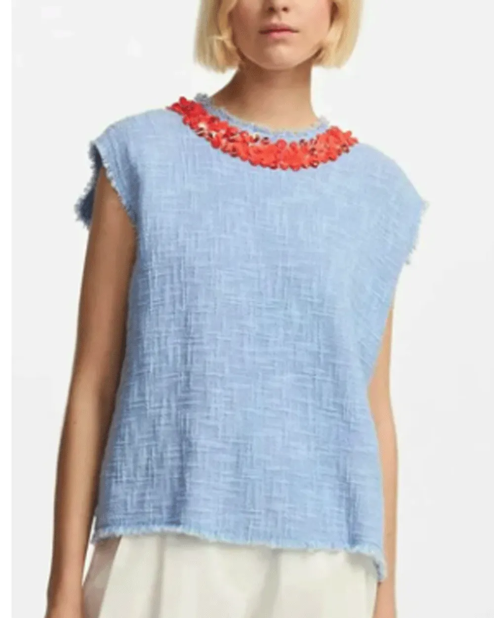 Feeling Blue Field Embellished Top