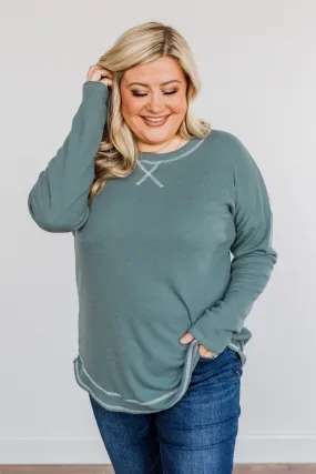 Feeling Lovely Long Sleeve Shirt- Dusty Teal