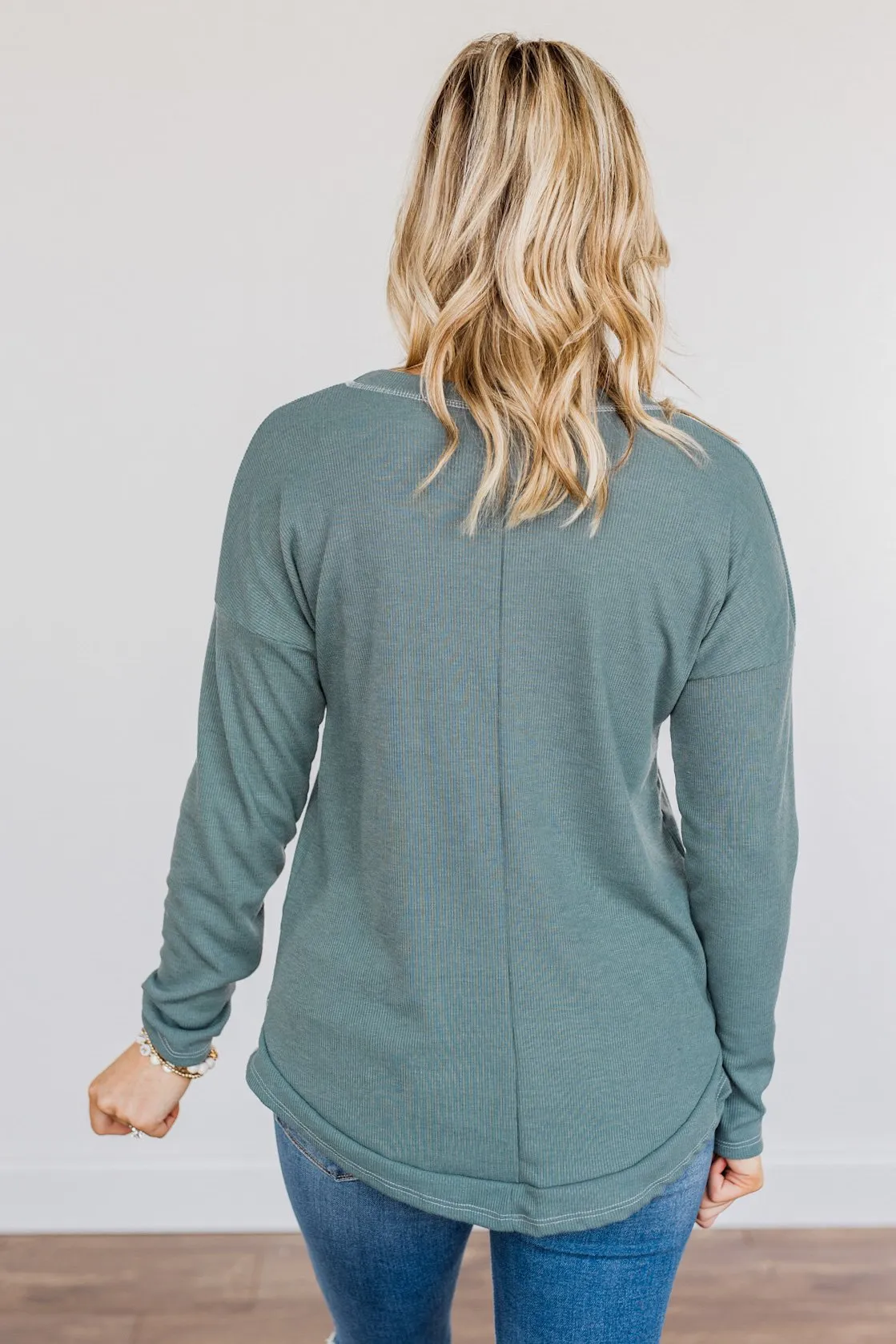 Feeling Lovely Long Sleeve Shirt- Dusty Teal