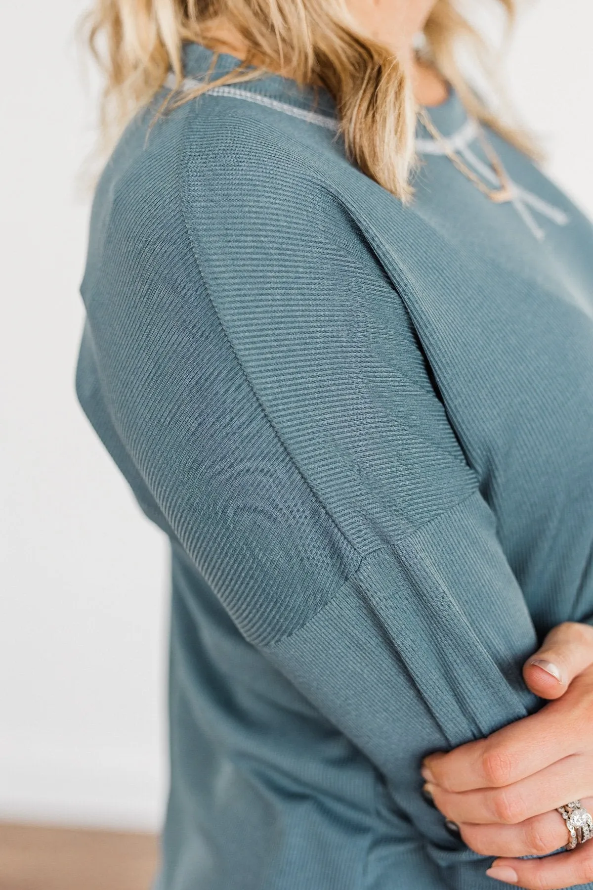 Feeling Lovely Long Sleeve Shirt- Teal