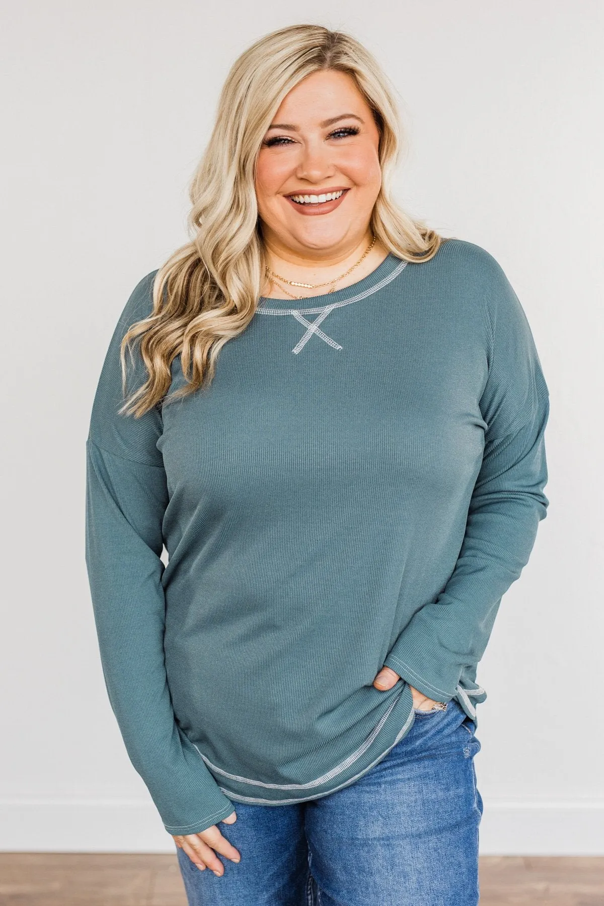 Feeling Lovely Long Sleeve Shirt- Teal