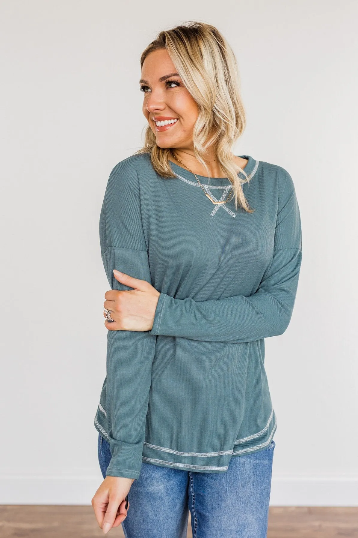 Feeling Lovely Long Sleeve Shirt- Teal