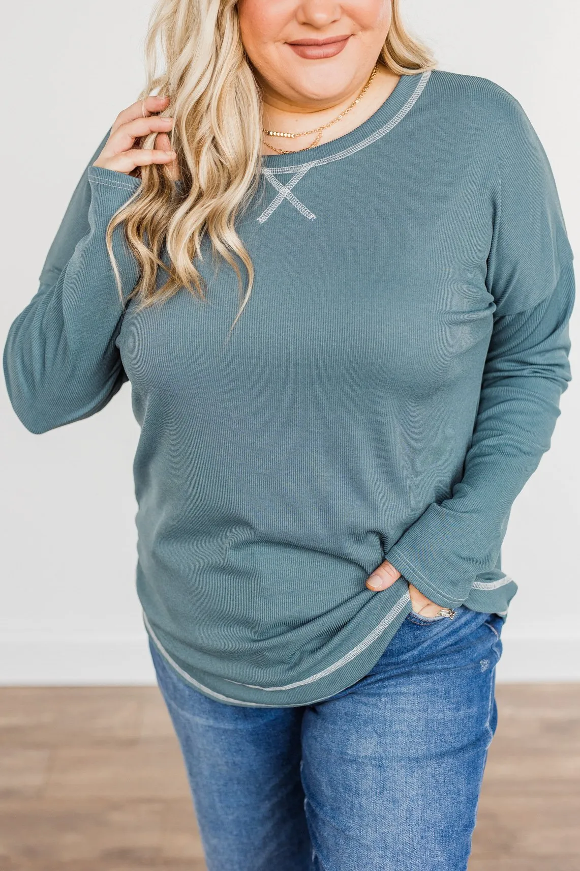 Feeling Lovely Long Sleeve Shirt- Teal