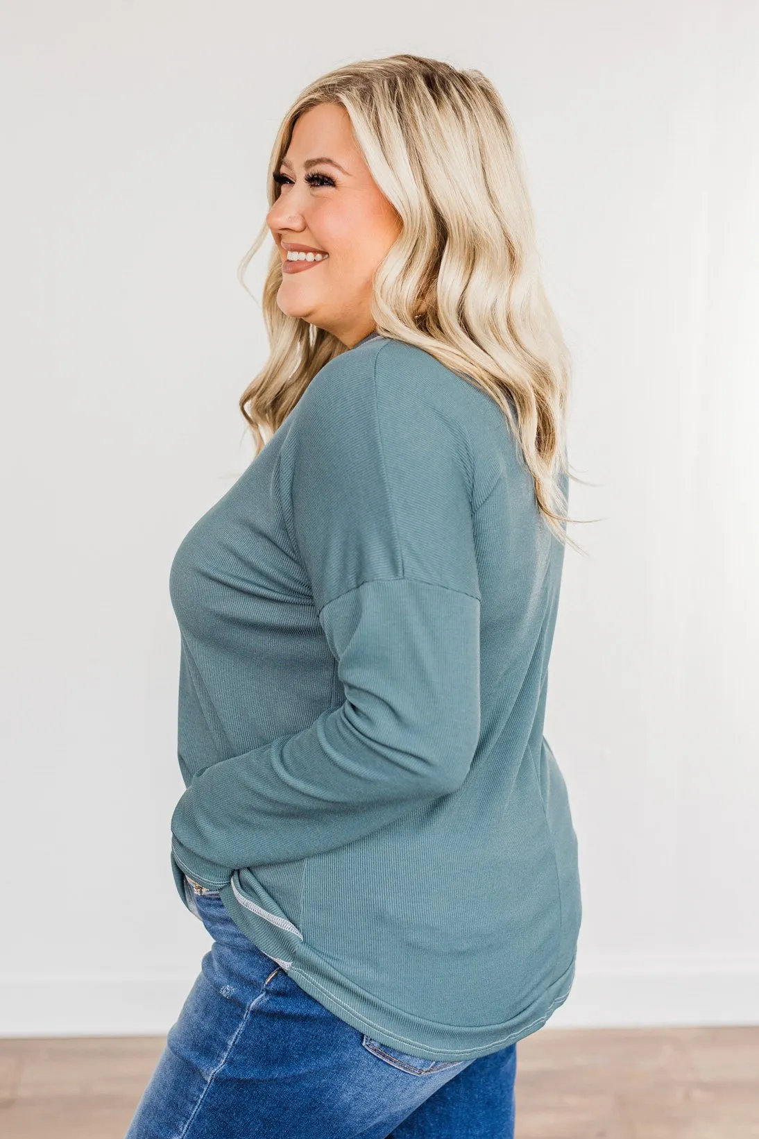 Feeling Lovely Long Sleeve Shirt- Teal