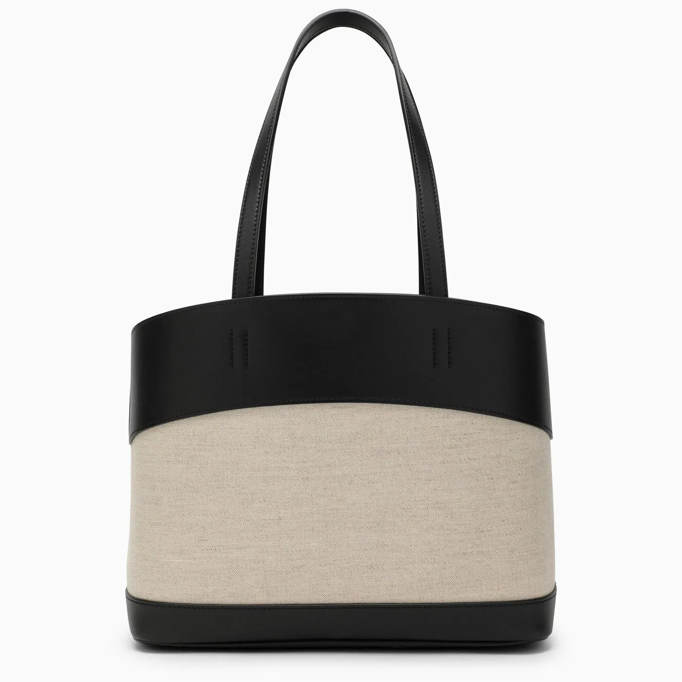 Ferragamo    Ferragamo Black/Natural Leather And Textile Tote Bag