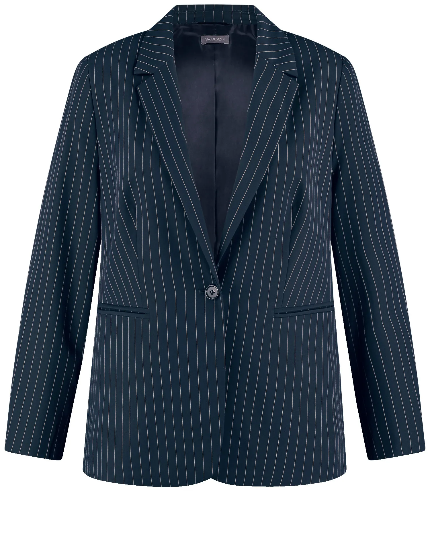 Figure-skimming blazer with fine pinstripes