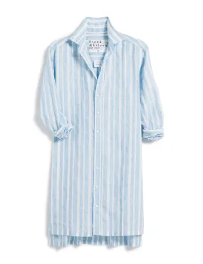 Frank & Eileen Hunter Hem Step Shirt Dress in Blue and White Stripe