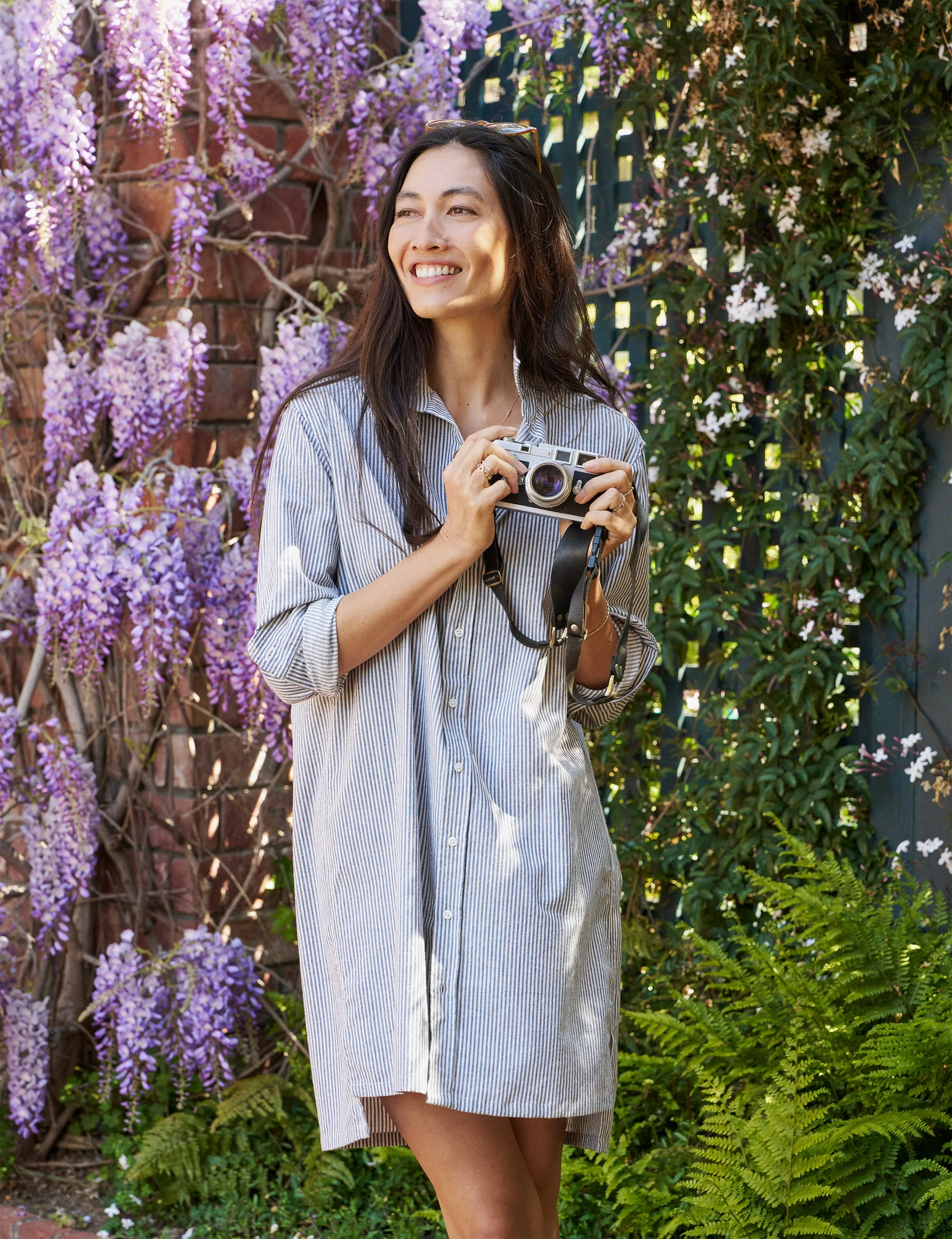 Frank & Eileen Hunter Shirtdress in Navy Natural Stripe