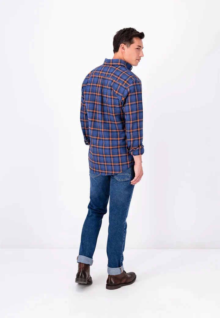 Fynch Hatton Long Sleeve Check Button Down Collar Shirt