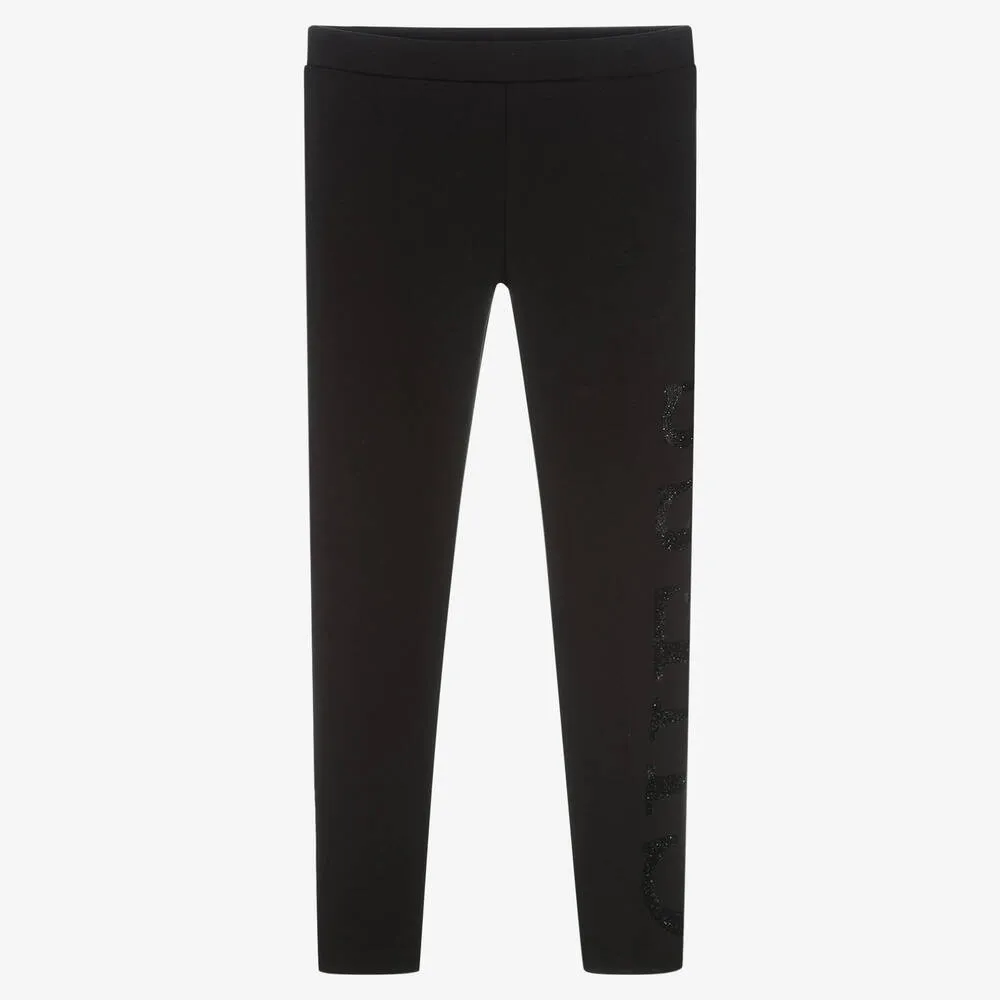 Girls Black Logo Leggings