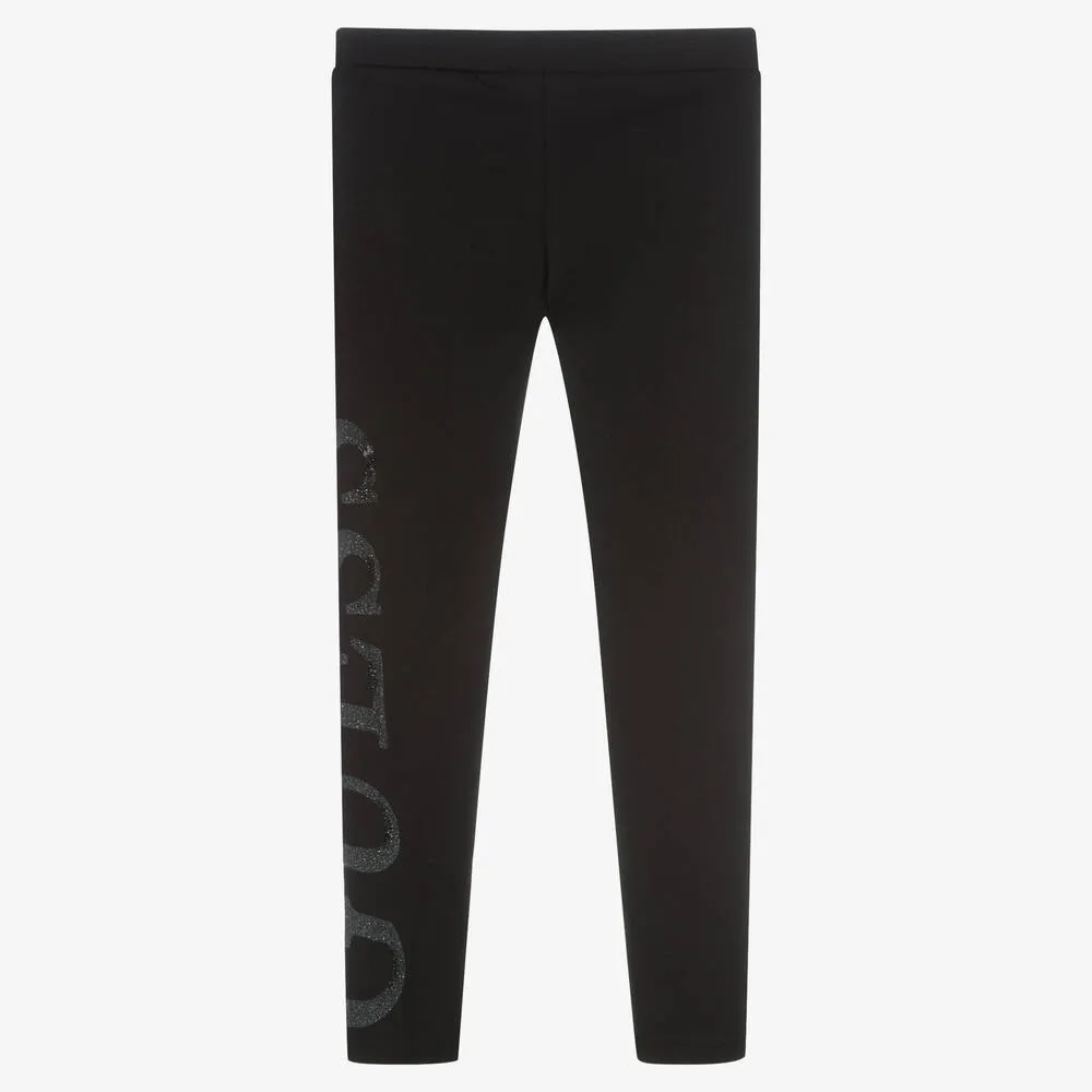 Girls Black Logo Leggings