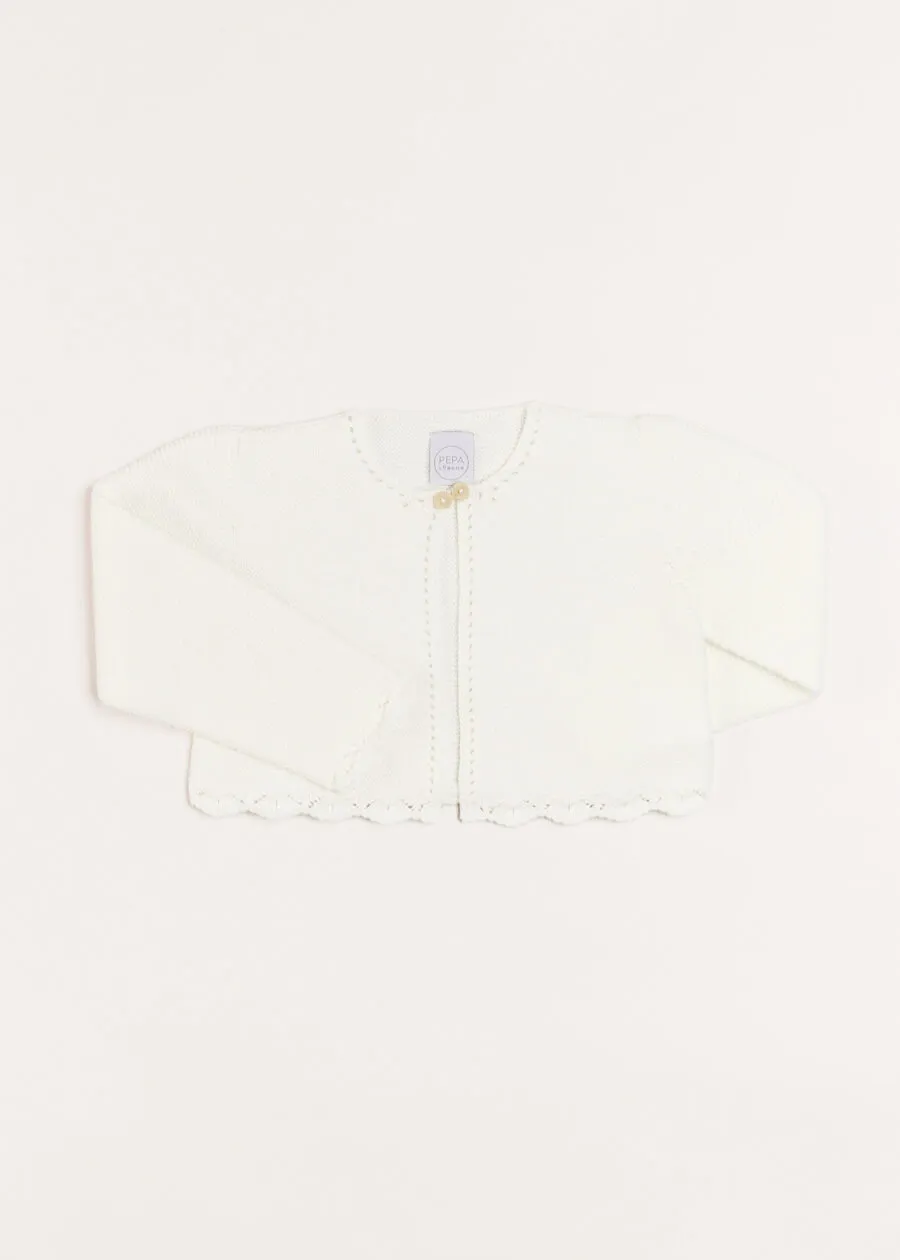 Girls Cropped Celebration Cardigan in Ivory (12mths-10yrs)