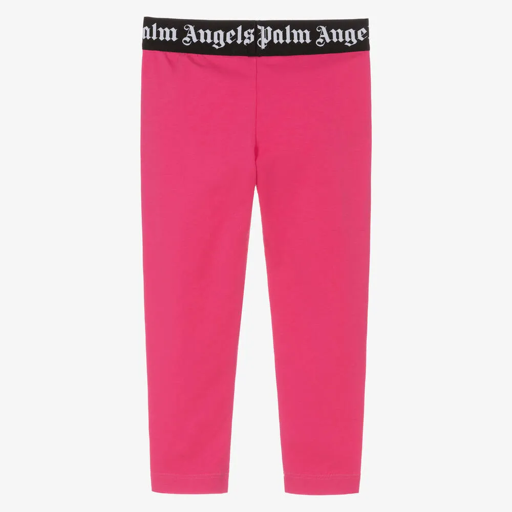 Girls Pink Cotton Leggings