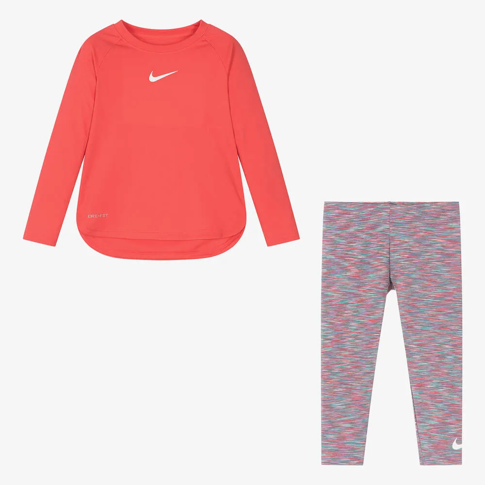 Girls Pink Sports Leggings Set