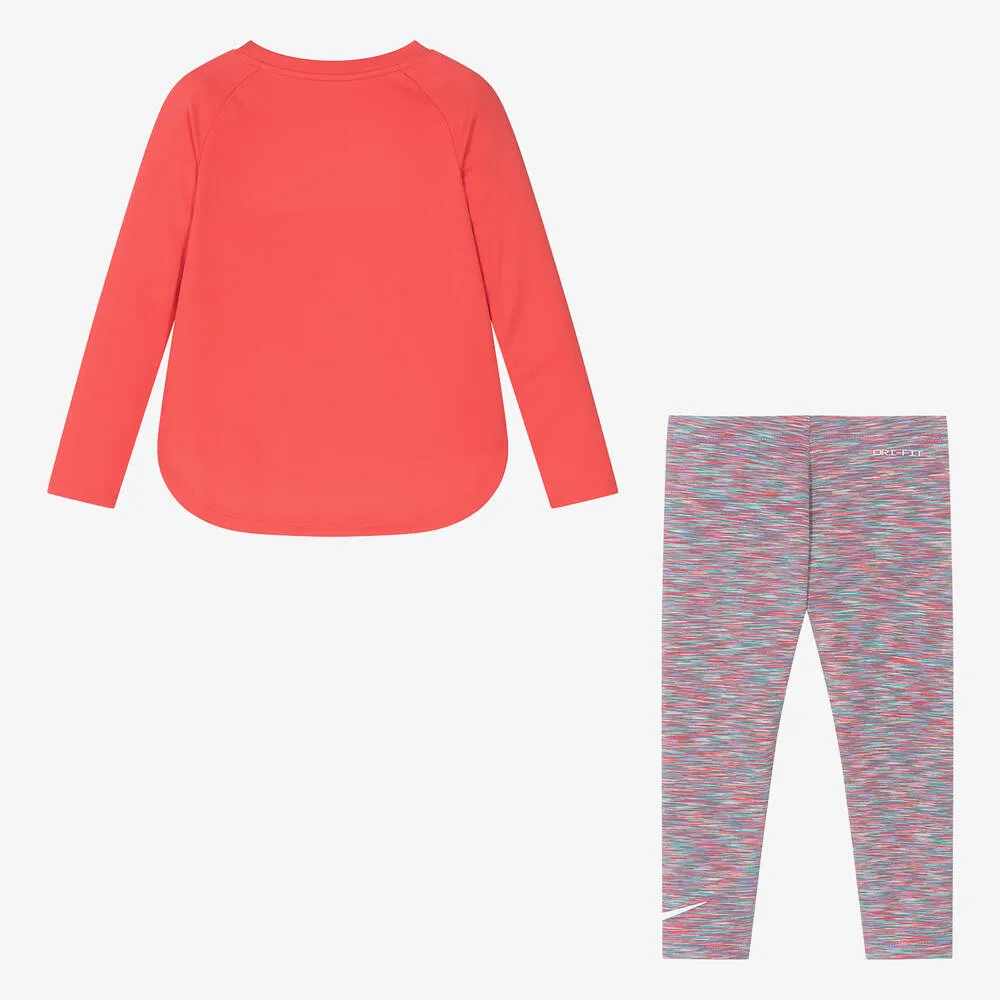 Girls Pink Sports Leggings Set