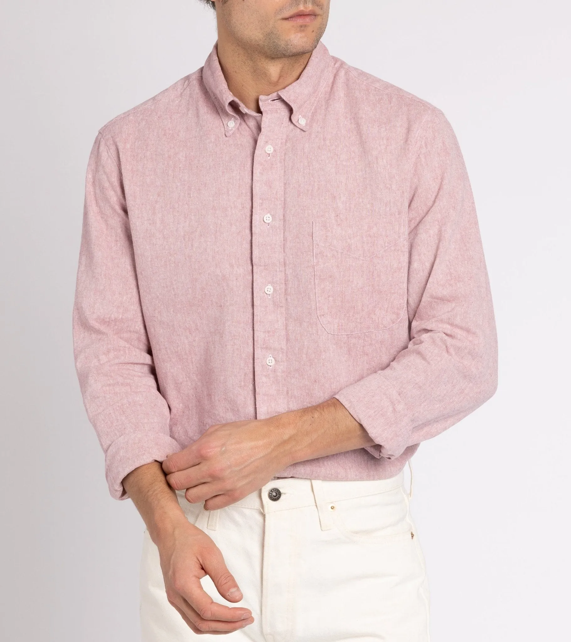 Gitman Vintage Cotton Linen Broadcloth Button Down Shirt: Berry