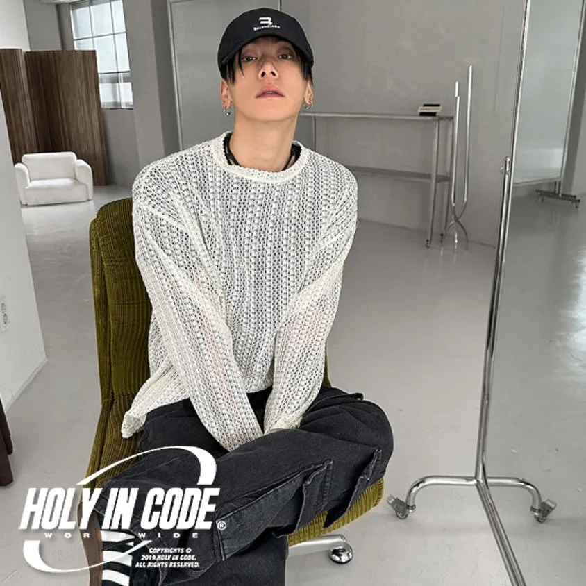 HOLY IN CODE  |Crew Neck Pullovers Unisex Street Style Long Sleeves