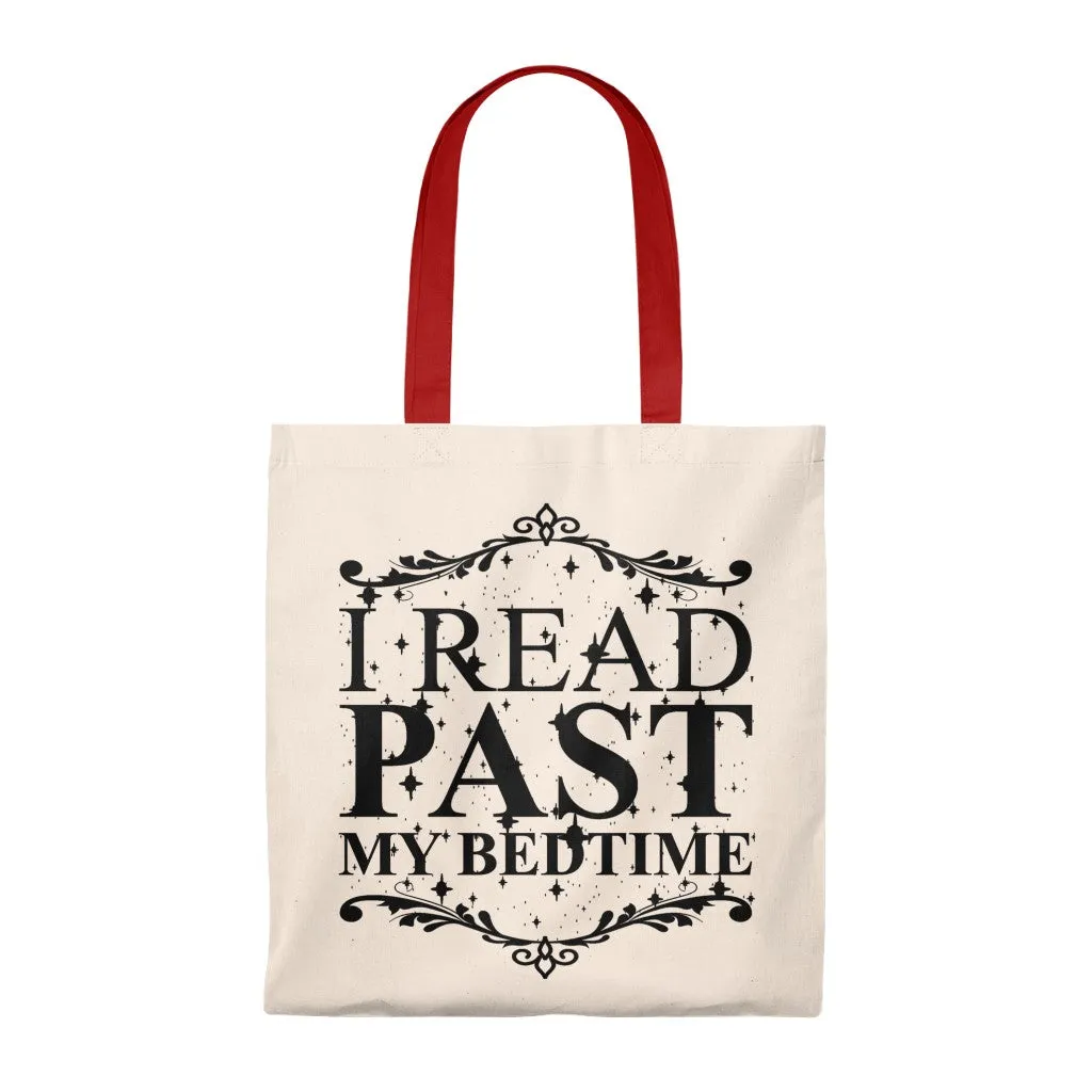 I Read Past My Bedtime Canvas Tote Bag - Vintage style