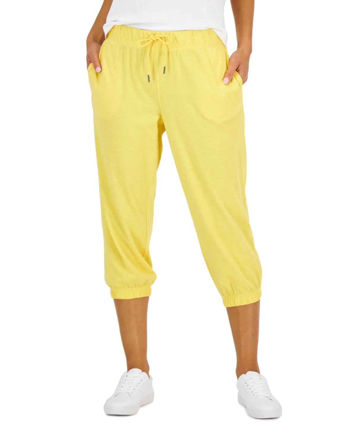 Id Ideology Women's Retro Recycled Capri Pants Yellow Size Large