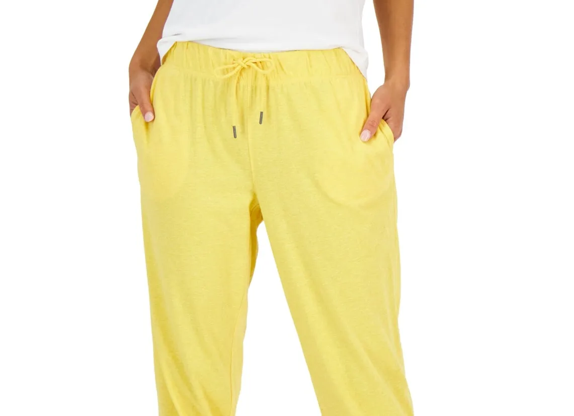 Id Ideology Women's Retro Recycled Capri Pants Yellow Size Large