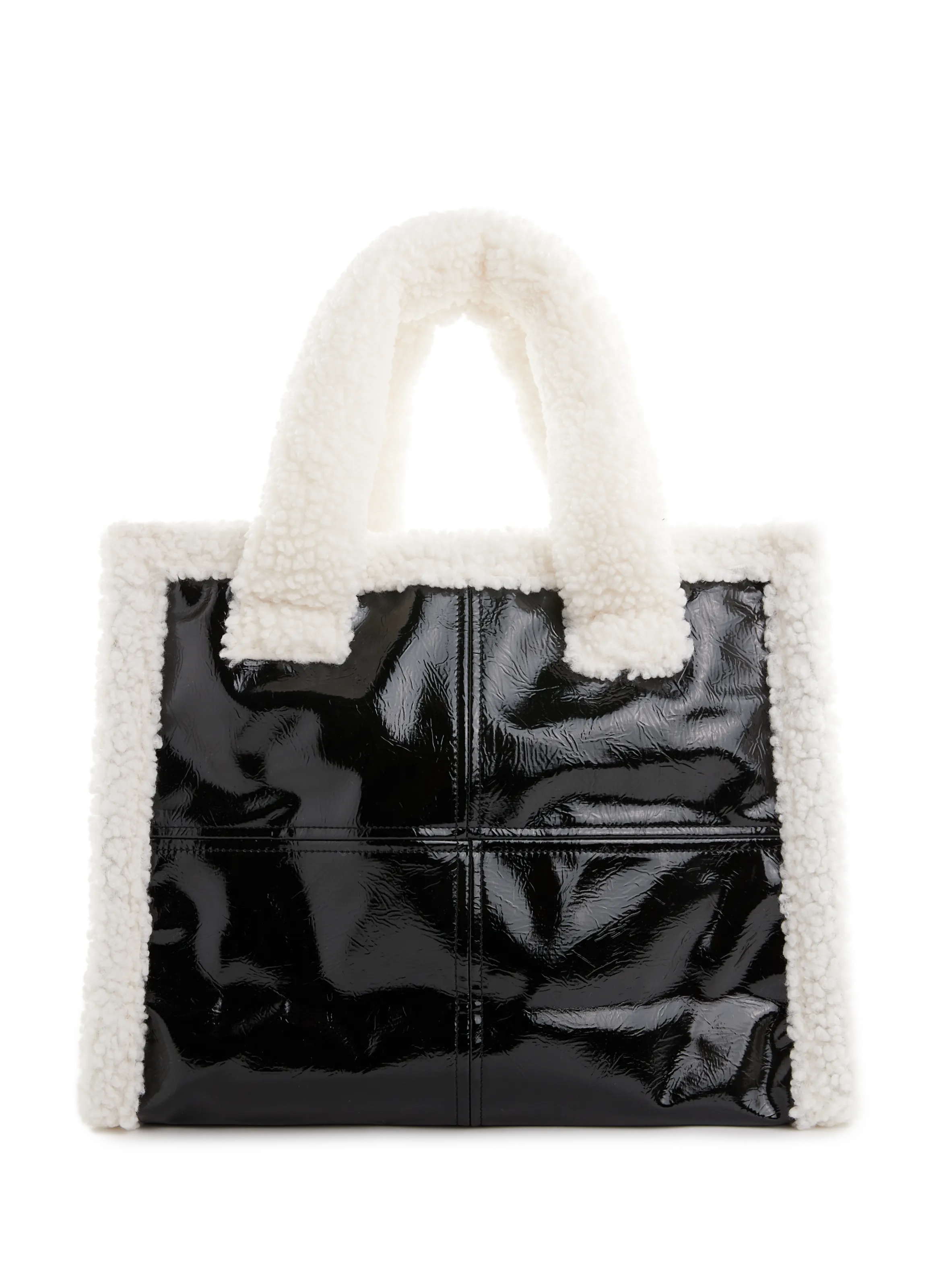 In Printemps Paris  Patent tote bag - Black